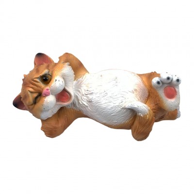 Фигура садовая Котик улыбается лапы к верху Н-9 см,L-25cм
