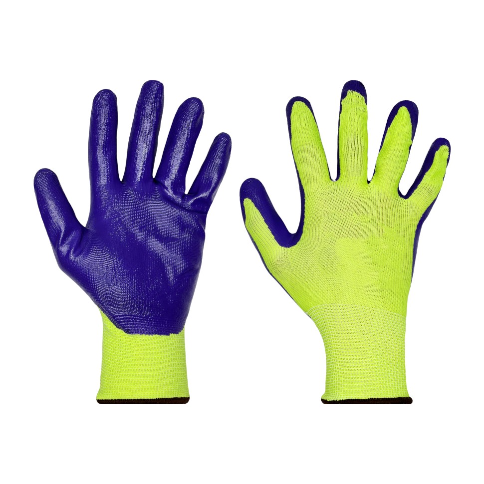 Перчатки нейлоновые с нитриловым покрытием (цвета в ассортменте)