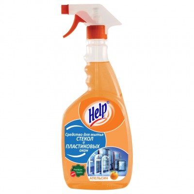 Средство для мытья стекол и пластиковых окон Help Апельсин, 750 мл