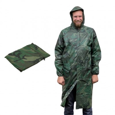 Плащ-дождевик на кнопках, нейлоновый, камуфляжный, размер 56 (3ХL)