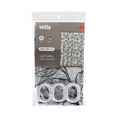 Шторка для ванной Цветы, ПЕВА 12 г/м2, 180x180 см, 1 дизайн (10)