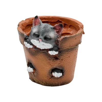 Горшочек с котиком  Н-15см, L-13см. В-13см. D-11см