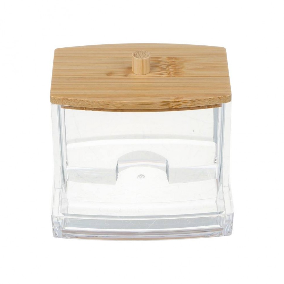 Органайзер для ватных палочек с бамбуковой крышкой ЮНИLOOK, PS, бамбук,  9х7,9х7см,  ВЗ24-28