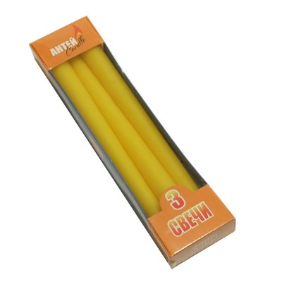 Свеча жёлтая, белая, 22x250 мм, 170 г, 3 шт (коробка)