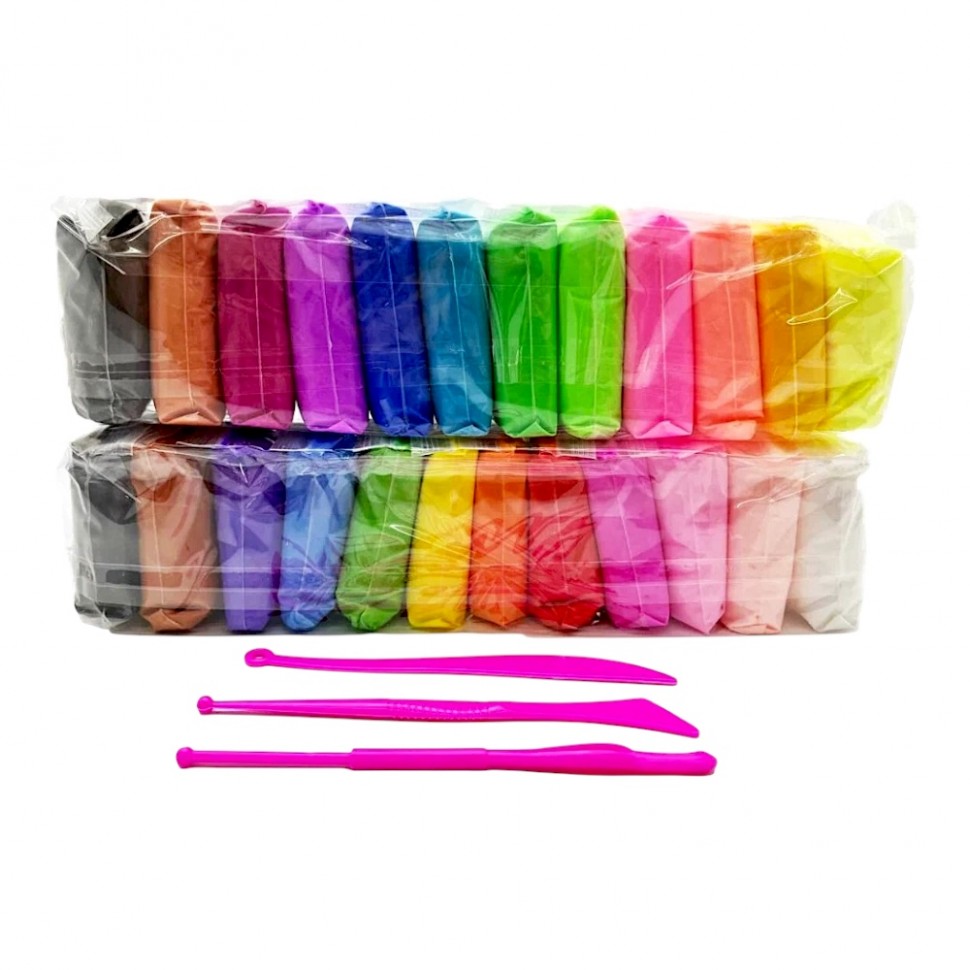 Легкий воздушный пластилин мягкий, набор 24 цвета 220 г (120)