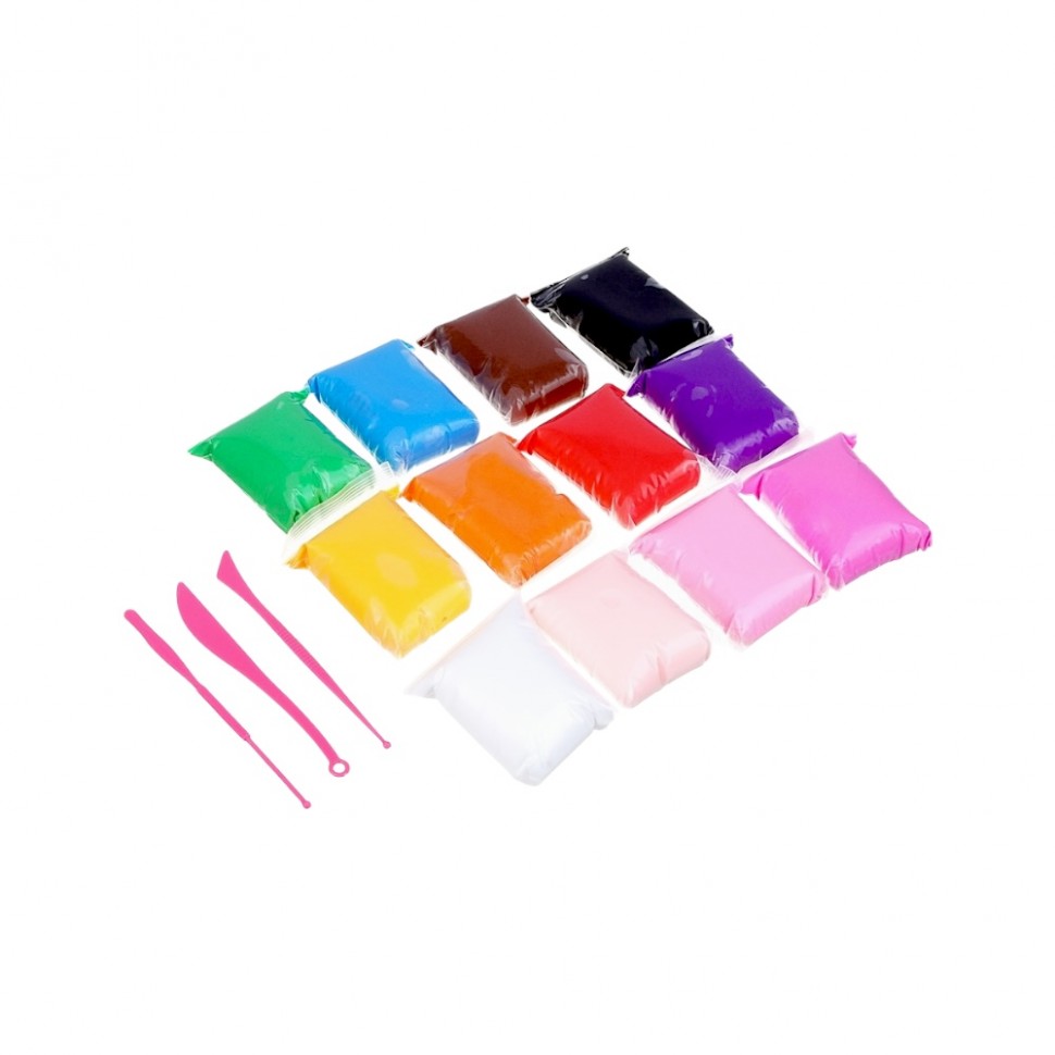 Легкий воздушный пластилин мягкий, набор 12 цветов Русские Супергерои"