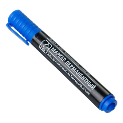 Маркер перманентный синий, пулевидный наконечник, линия 3 мм (24)
