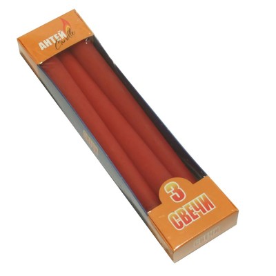 Свеча античная, красная, 22x250 мм, 170 г, 3 шт (коробка)