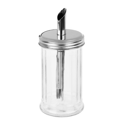 Сахарница с дозатором стекло 7,6x16см 350мл, нерж.сталь (48)