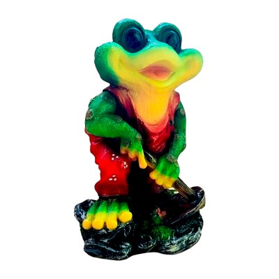 Фигура садовая Лягушонок в комбинезоне с тяпкой Н-31см,L-19см ФП435