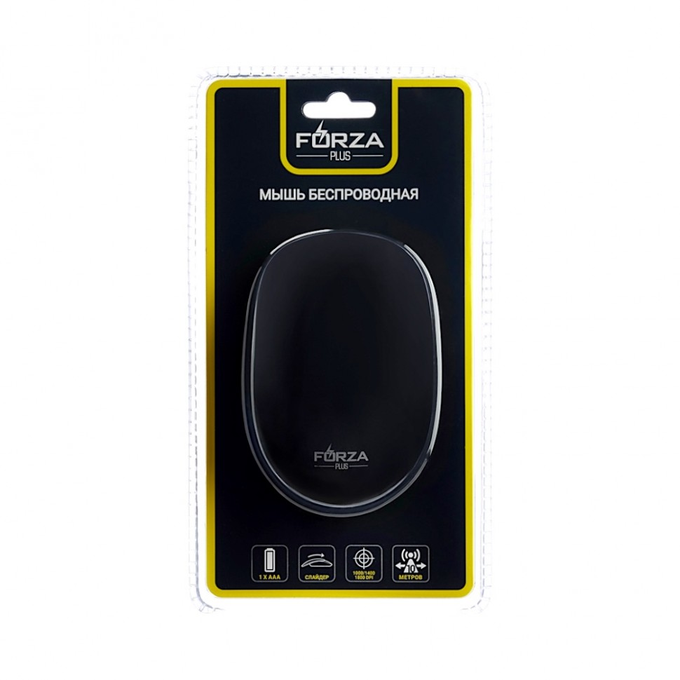 Компьютерная мышь беспроводная, 1000/1400/1800 DPI, 2.4GHz, 1xAAA, слайдер, чёрная FORZA