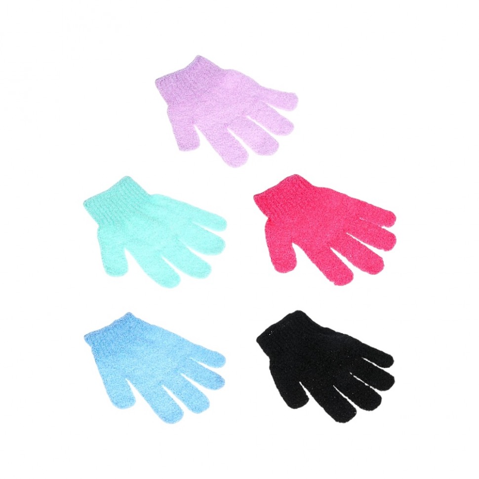 Мочалка перчатка с отшелушивающим эффектом, полиэстер, 18см, 5 цветов, МС24-06