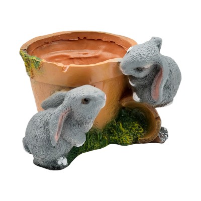 Зайцы у горшочка, высота 17 см, D-15 см КАШПО