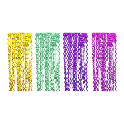 Дождик волнистый, матовый, 15х100см, ПВХ, 4 цвета (мятный, фуксия, фиолетовый, золото)