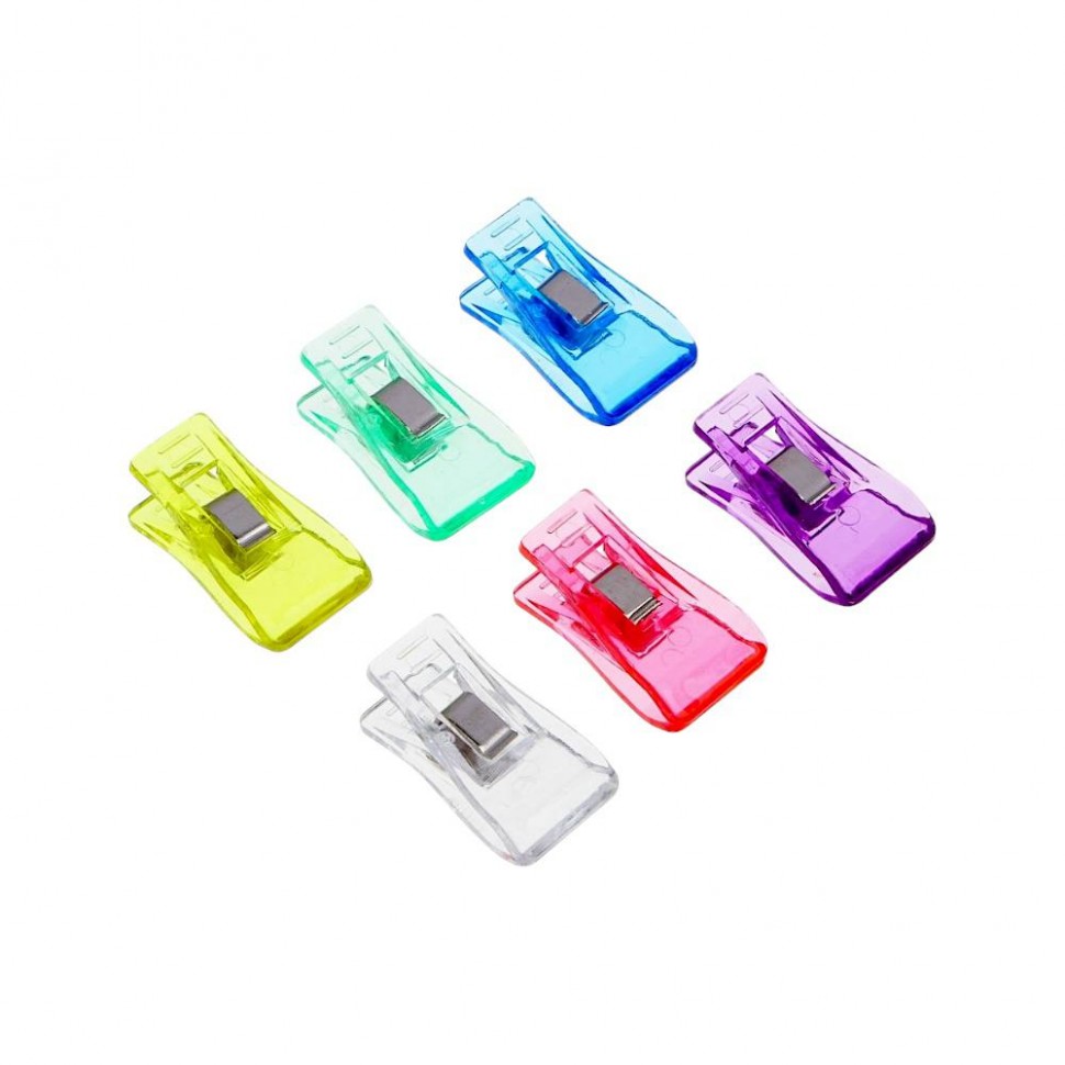 Набор зажимов для кроя 6шт, 3,2см, пластик, сплав, разноцветные