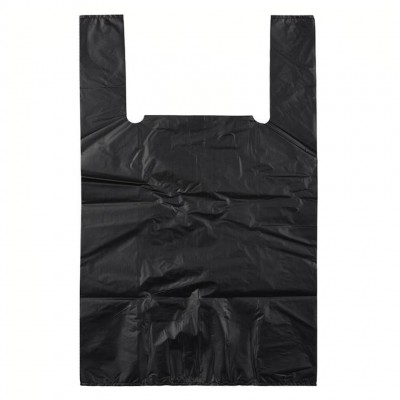 Пакет-майка чёрный, 30+18*56см 28мкм 11 гр