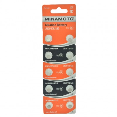 Батарейка Minamoto AG0/LR521/379, бл/10 
