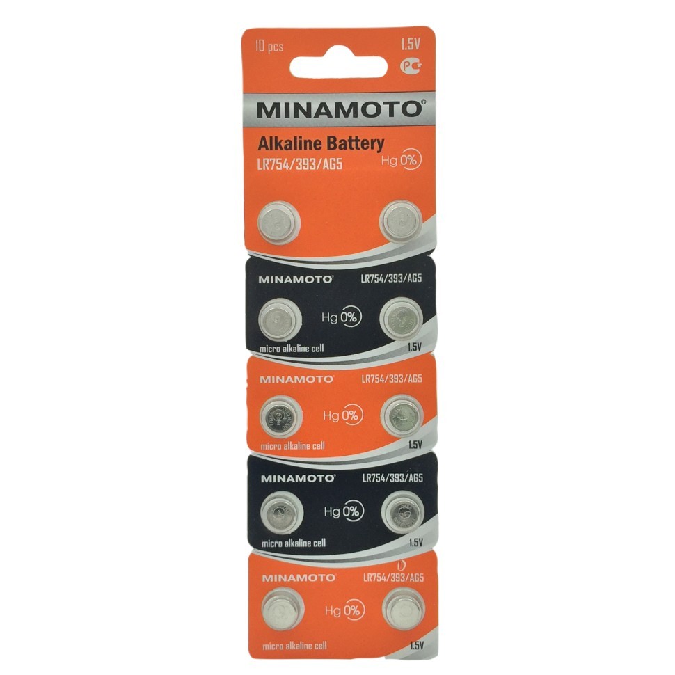 Батарейка Minamoto AG5/LR754/393, бл/10 