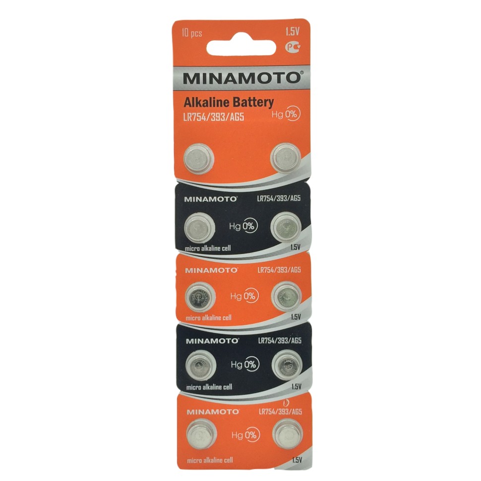 Батарейка Minamoto AG5/LR754/393, 10 шт