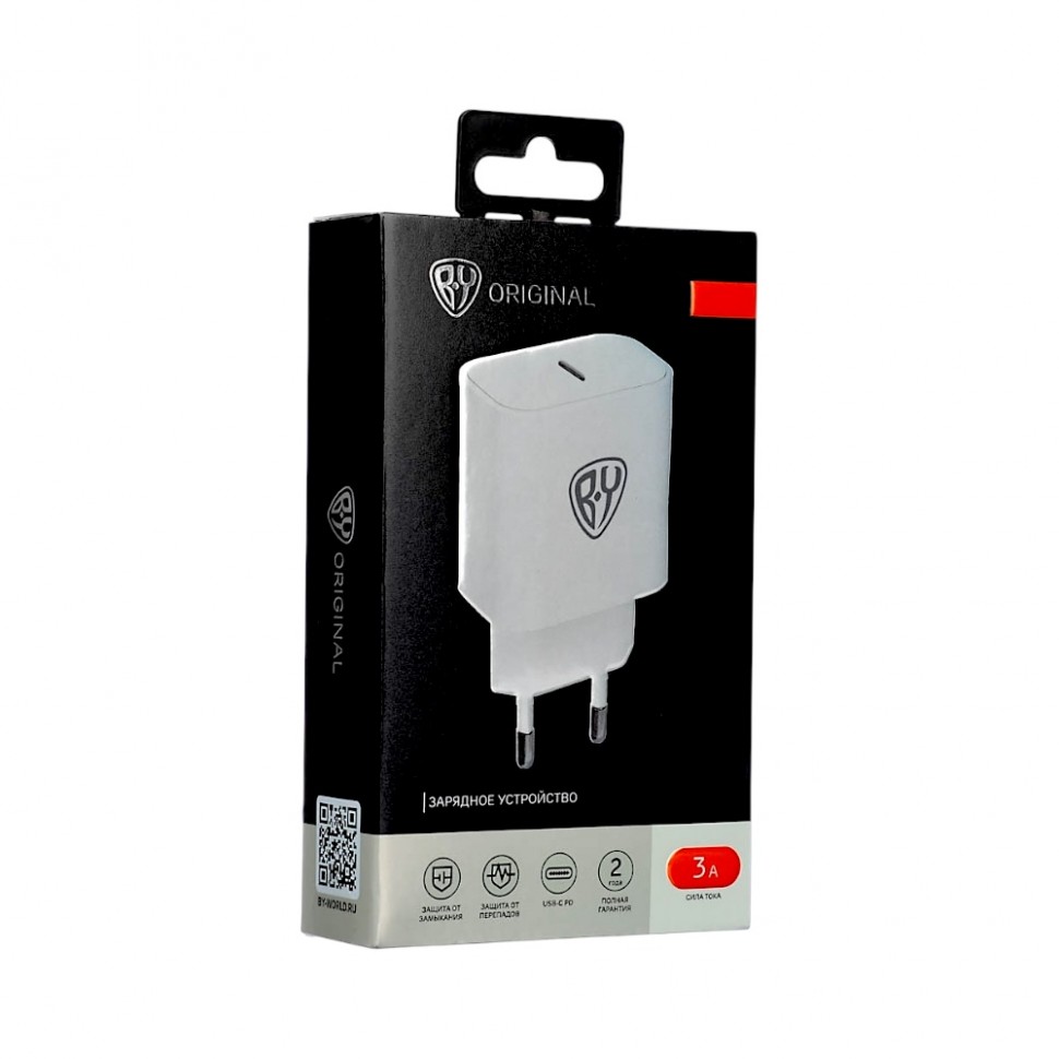 Сетевое зарядное устройство Basic 20Вт, USB-C PD,110-240В,50-60Гц, пластик, белый