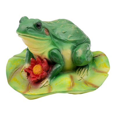 Лягушка с цветком на листе, высота 16 см