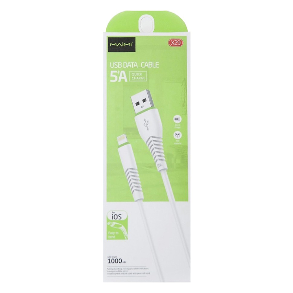 Зарядный кабель Maimi X29 USB / Lightning, белый 1 м, быстрая зарядка