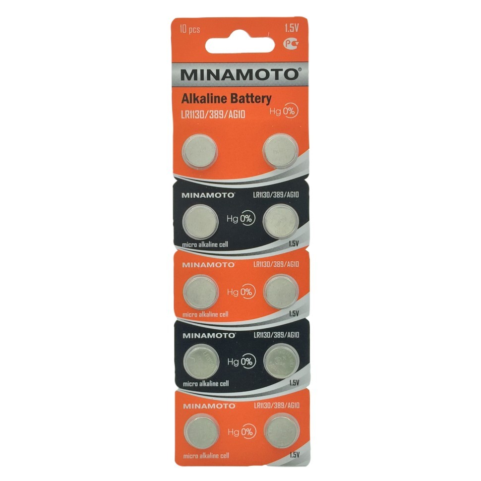 Батарейка Minamoto AG10/LR1130/389, бл/10 