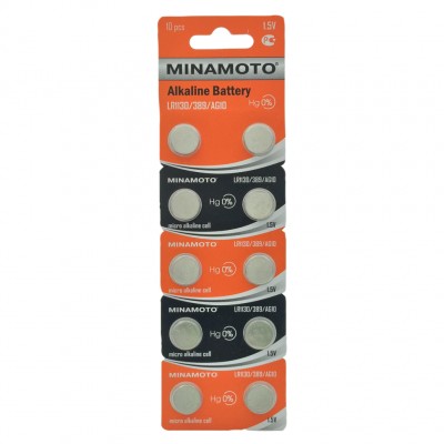 Батарейка Minamoto AG10/LR1130/389, бл/10 
