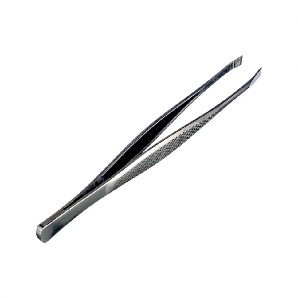 Пинцет для бровей скошенный тм ЮНИLOOK, хром, металл, 8,7см