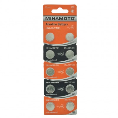 Батарейка Minamoto AG13/LR44/357, бл/10 