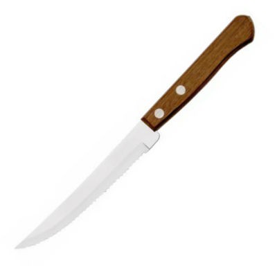 Нож № 6 деревянная ручка 5", двойной зубчик, лазер (12/60/600)