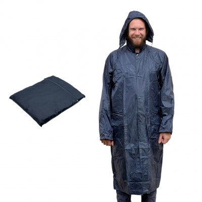 Плащ-дождевик на кнопках, нейлоновый, синий, размер 56 (3ХL)